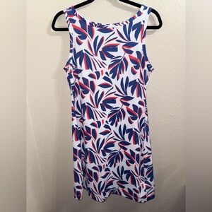 Columbia‎ Blue and Red Leaf Print Mini Dress